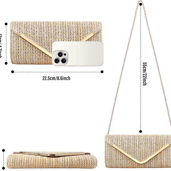 Clutch Purses for Women, Sparkling Envelope Evening Bag with Detachable Chain - Picture 6 of 7